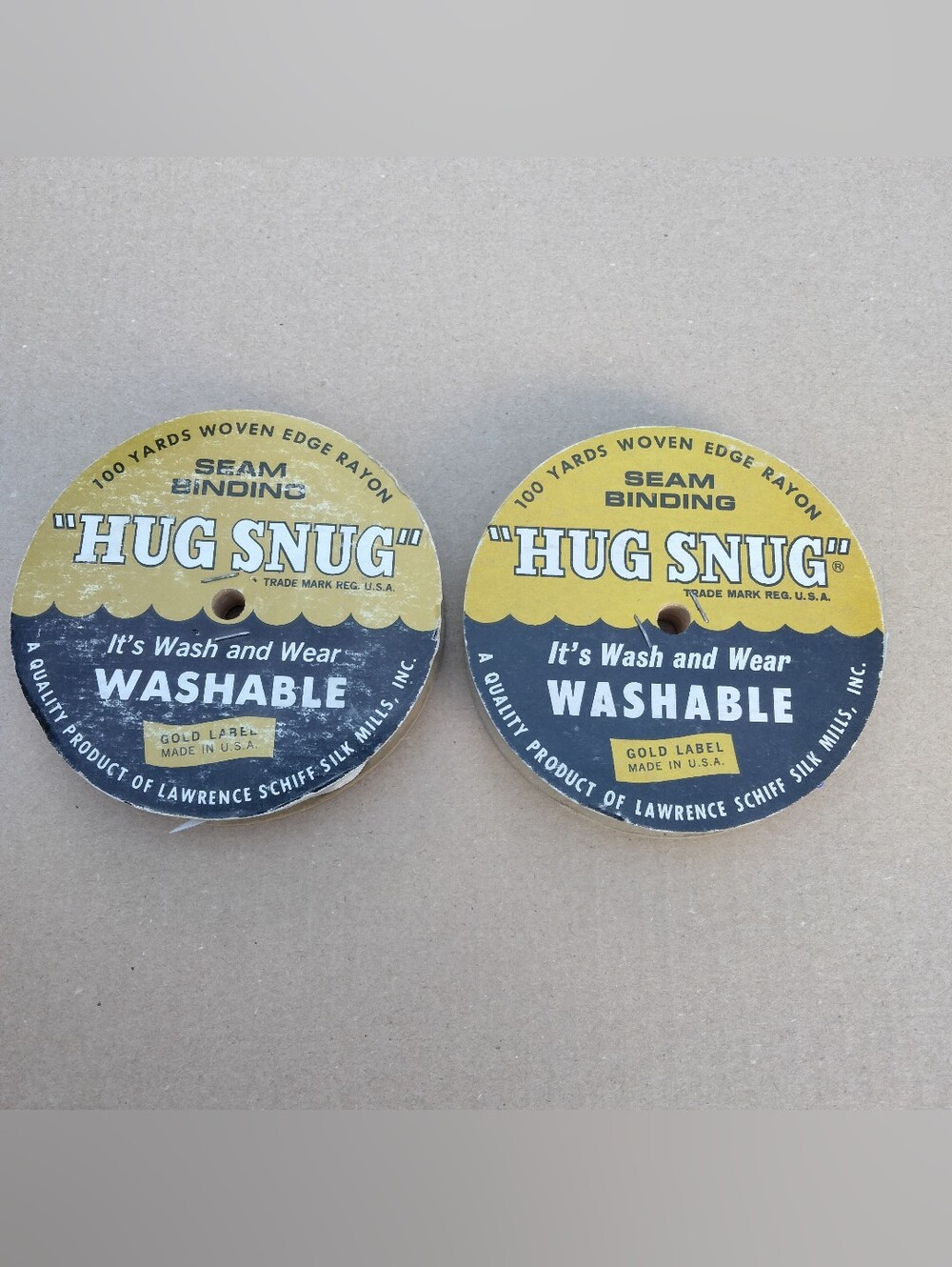 Hug Snug Vintage Rayon Seam Binding 100 Yd Spool Sewing Trim Lot Of 2 Made in US